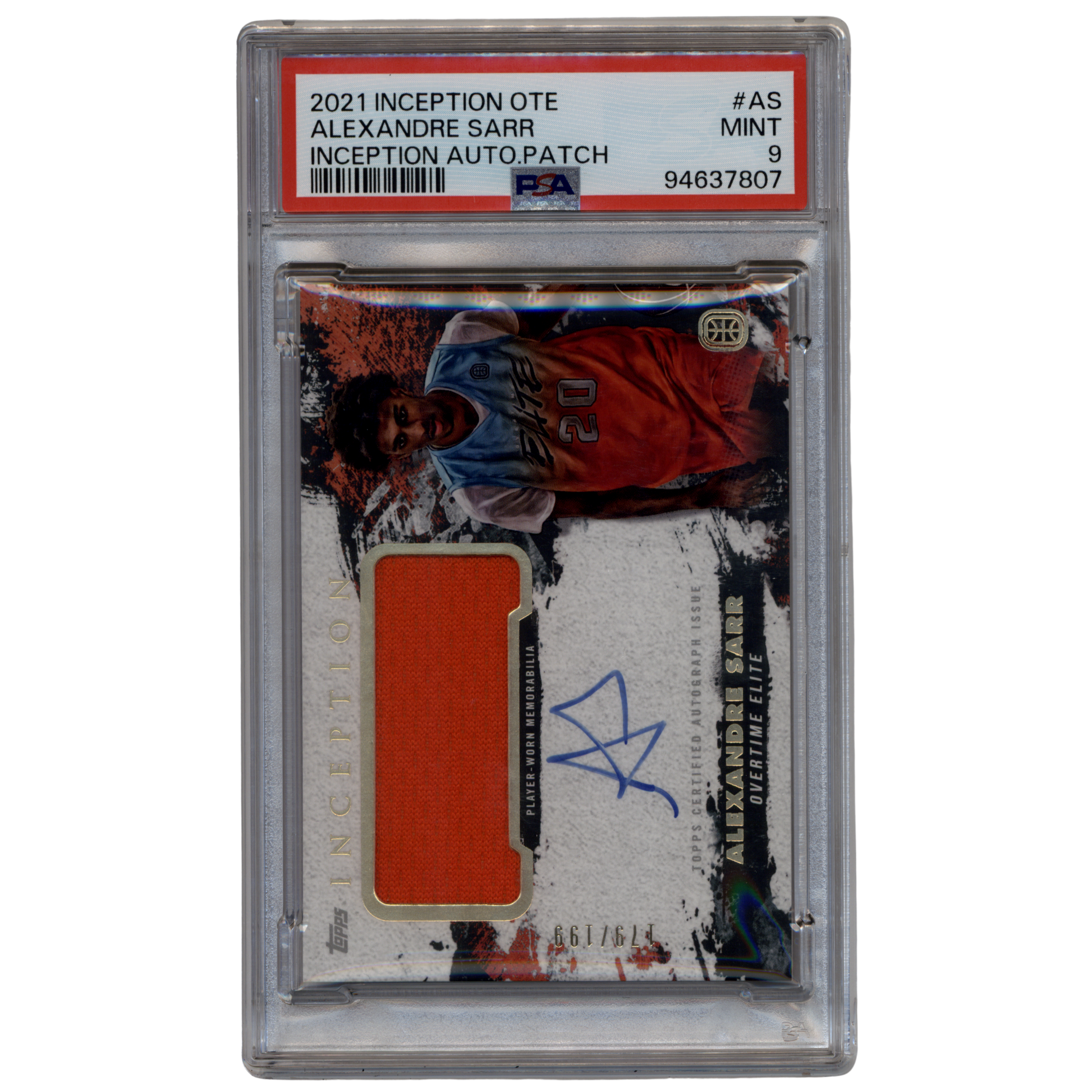 2021 Inception OTE Alexandre Sarr RPA /199 - PSA 9 – Hoosier Heat