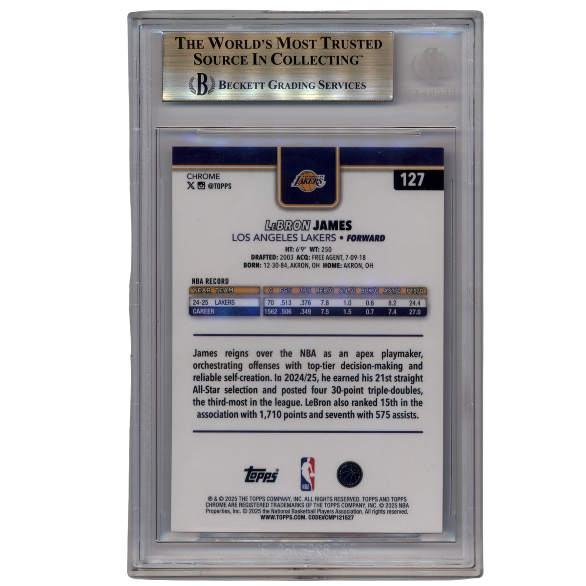 2025 Topps Chrome LeBron James Basketball Border - BGS 9.5