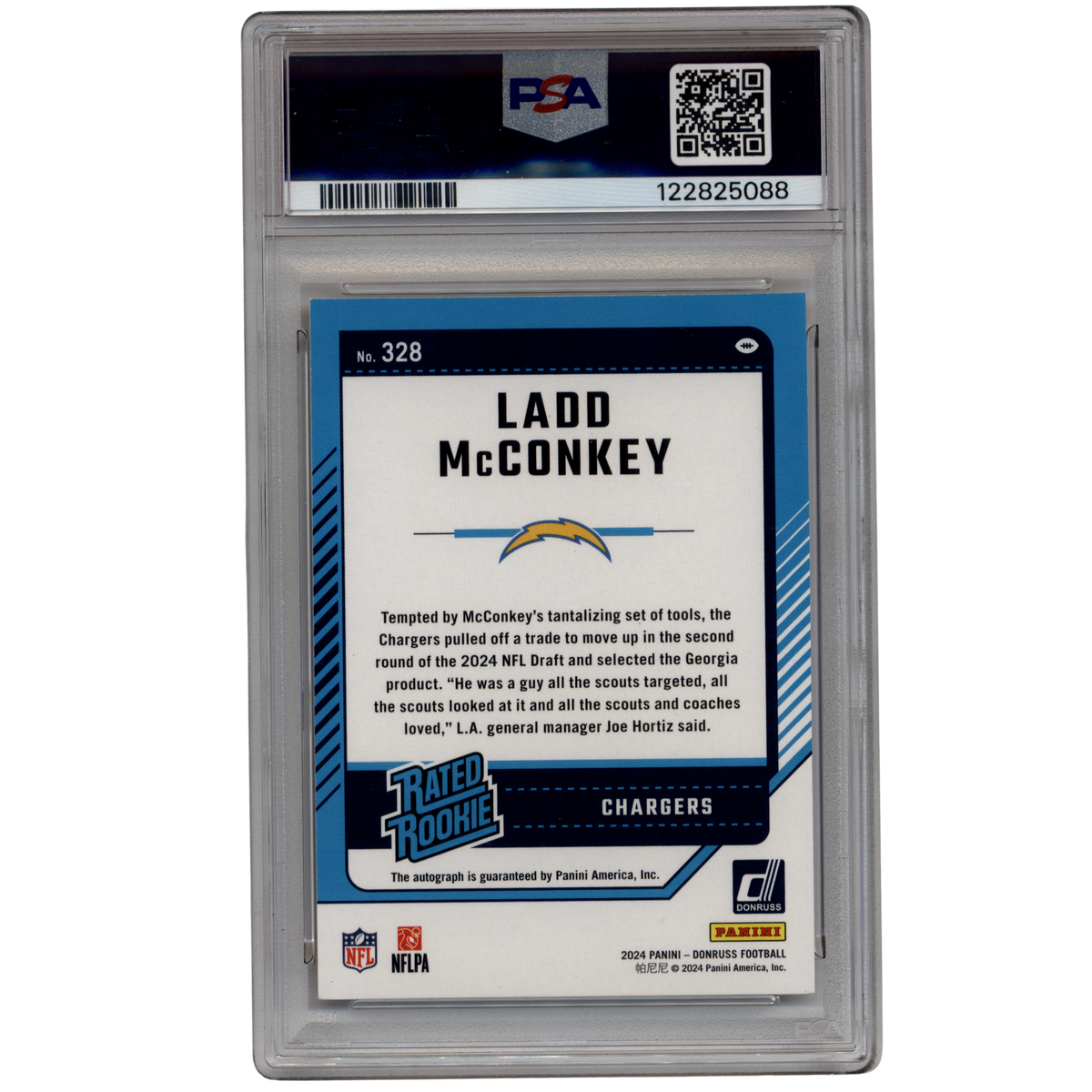 2024 Donruss Ladd McConkey Gold Auto /10 - PSA 9/9