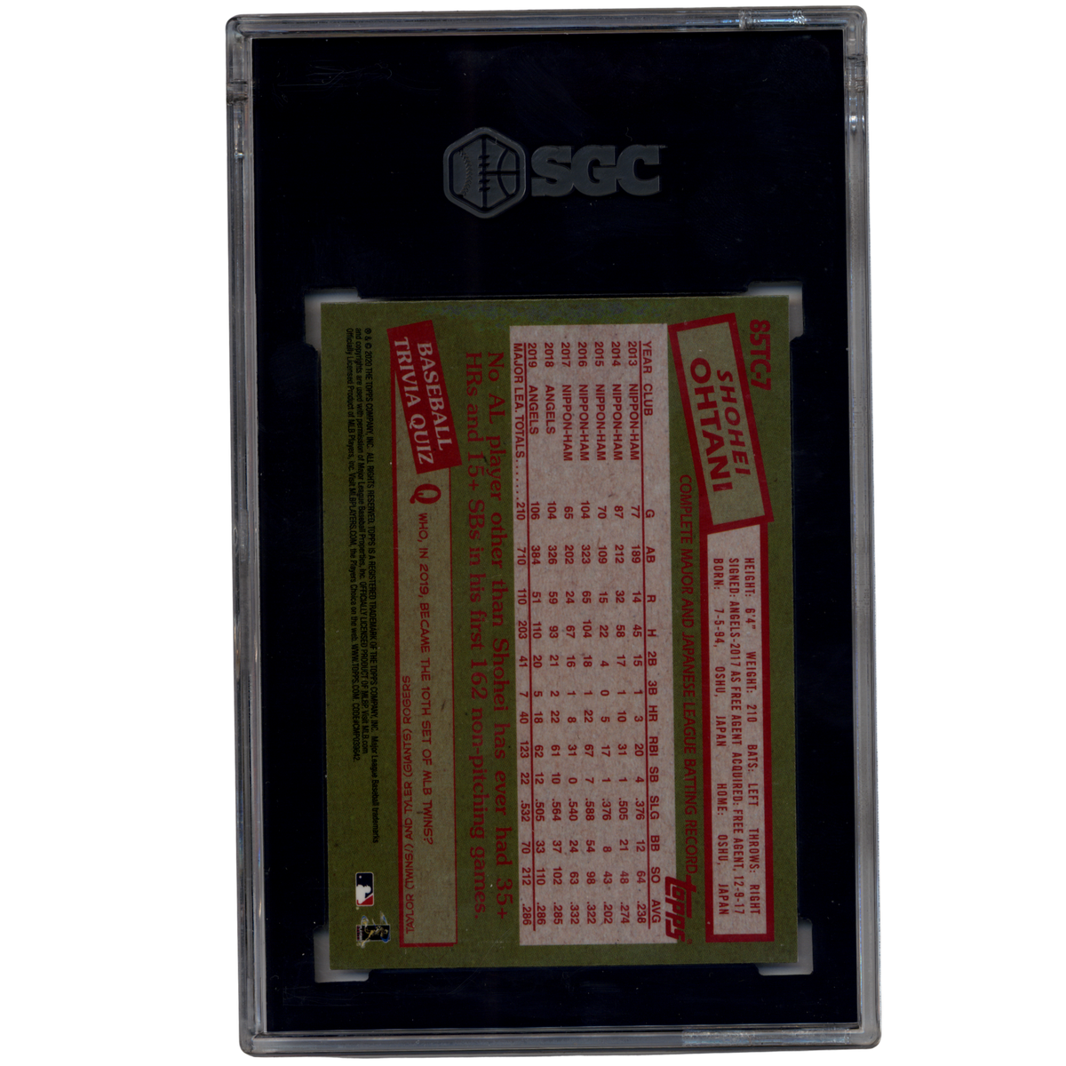 2020 Topps Chrome Shohei Ohtani '85 Topps Design - SGC 9