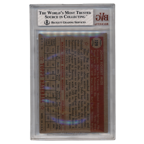 1952 Topps Johnny Mize #129 - BVG 5